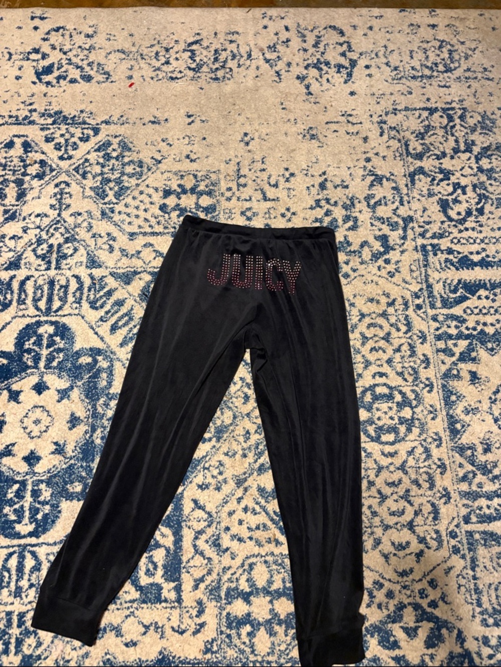 Juicy Couture Black Velour Joggers with Studded JUICY Logo